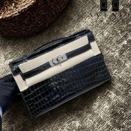 【精選天菜】HERMES 一代  MINI KELLY 黑銀 鱷魚皮 亮面