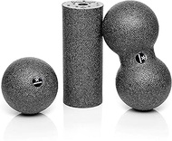 BODYMATE Fascia Mini Set Carbon Grey – Mini Fascia Roll L 15 x D 6 cm, Ball D 8 cm and Duo Ball D 8 