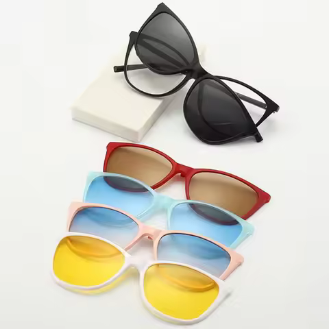 2340D Cat Eyes TR90 Thin Frame Magnet Clip Myopia Glasses 0 -0.5 -1.0 -2.0 -2.5 -3.0 -3.5 -4.0 -5.0 