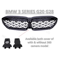 BMW 3 series G20 G28 M340i 330i Full Grossly Black Diamond Kidney Grilles Meteor Style Grill