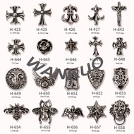 【WANKUO】1PCS Girls Nail Art Jewelry Single New Manicure Crow Heart Retro Alloy Jewelry Punk Style Cross Army Flower Hexagon Nail Metal Diamond Ladies Manicure Accessories