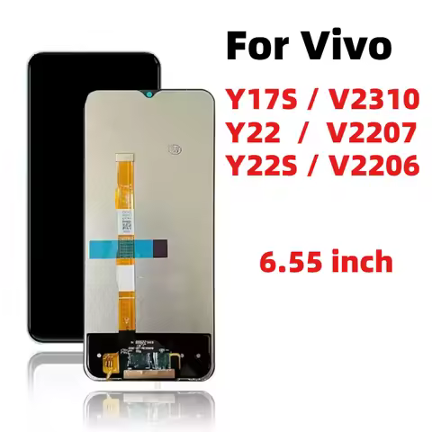 6.55" IPS LCD For Vivo Y22 LCD V2207 Display Touch Screen Digitizer Assembly For VIVO Y22S V2206 Y17
