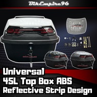 Universal 45L Top Box ABS Reflective Strip Design Motor Storage Box Light Box Motor Bakul Motor Lugg
