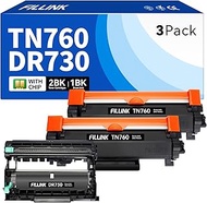 TN760 Toner Cartridge and DR730 Drum Unit 3 PK Replacement for Brother DR-730 DR730 TN730 TN-760 Com