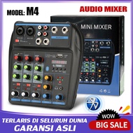 M4 Audio Mixer USB/Listrik Bluetooth 4 Saluran Mendukung 12V Mesin Tuning Mobil Mini Mixer COD