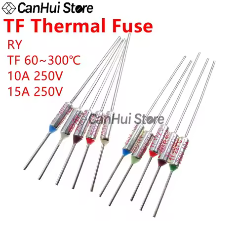 TF Thermal Fuse RY 10A 15A 250V Temperature 60C 65C77C 85C 100C 110C 120C 130C 152C 165C 172C 184C 1