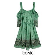 iCONiC GREEN SKY DRESS #9075 ชุดเดรส ผ้าไหม ชีฟอง ลายดอก อก34" ยาว35" เดรสแฟชั่น เดรสออกงาน เดรสสั้น เดรสทำงาน เดรสงานแต่ง เดรสไฮโซ เดรสหรู