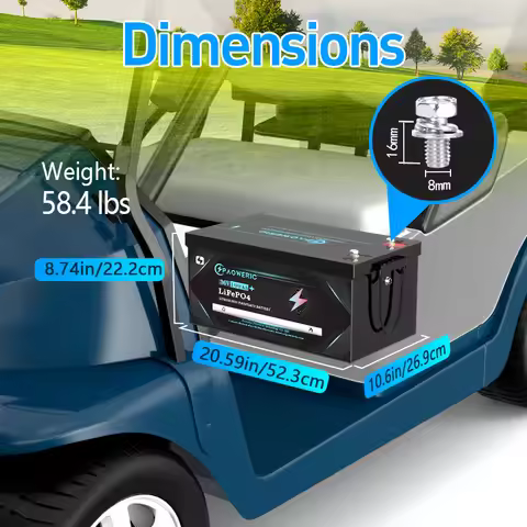 36V 100Ah LiFePO4 Lithium Golf Cart Battery with Charger Built-in Smart 200A BMS with LCD Monitor an