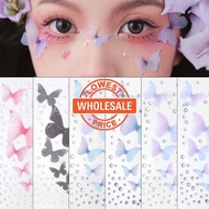 [Wholesale] DIY Stage Makeup Shining Rhinestone Facial Mask/ Tulle Butterfly Face Decorative Patch/ 3D Simulation Butterfly Art Sticker/ Self Adhesive Nail Art Stickers
