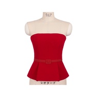 ชุดเสื้อและกระโปรงสีแดงคริสตัล Mummy Cat ชุดแฟชั่นสีพื้นสุดเก๋พร้อมสายรัดเอวสุดเก๋สำหรับผู้หญิง