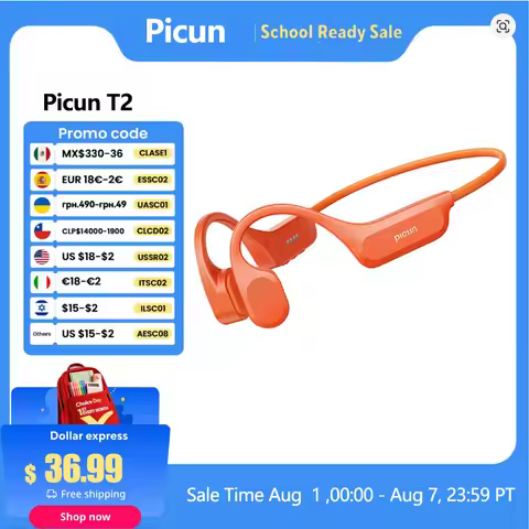 Picun T2 Bone Conduction Earphone IPX8 32GB Bluetooth 5.4 Wireless Headset Hands-free with Mic Water