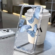 Tpu simple art blue butterfly soft Case hp OPPO A3x A60 reno 12 11 pro plus 11f a16 a17 a54 a16k a78