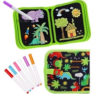 Green Dinosaur Erasable Book Doodle Set Magic Drawing Book Reusable Drawing Book 12 Watercolor Pens 