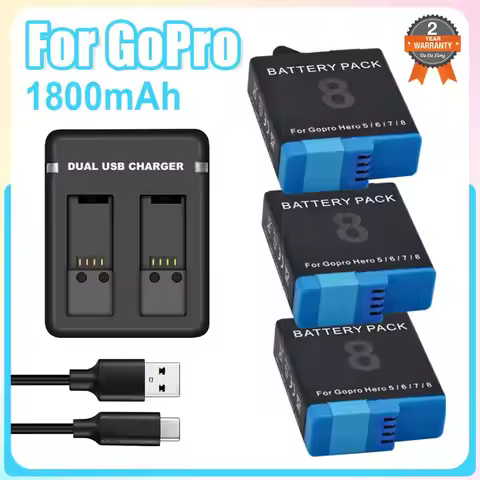 1800mAh Battery Or Charger Rechargeable Li-ion for GoPro Hero 8 7 6 Hero 5 Black Action Camera Batte