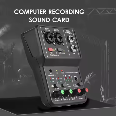 Q-12 Sound Card Audio Mixer Sound Board Console System Interface 4 Channel 48V Power Stereo Computer