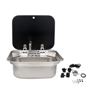 RV kitchen kit Stainless Steel Sink with Lid including the folding faucet Campervan Hand Wash Basin 