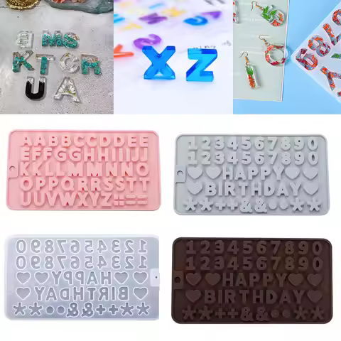 Letter Mold Alphabet Number Epoxy Resin Mold Crystal Pendant Earring Silicone Molds Homemade For DIY