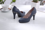 Venus-自信深黛藍-蛇紋微尖頭真皮高跟鞋