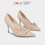 Giày cao gót nữ DILY công sở đính khóa kim loại sang trọng giày bít hậu gót nhọn cao 8cm AA0451