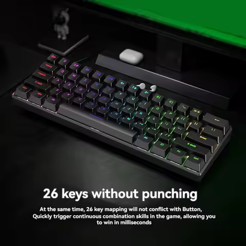Optimal Mechanical Keyboard 61 Keys Mixed Light Hot Swap Keyboard Office Accessories Gaming Keyboard