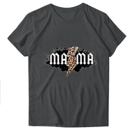 Leopard Lightning Mama Shirt Women Mother's Day Tee Tops 2024 Funny Graphic Casual Short Sleeve Summ