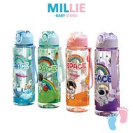 Millie 800ml Cute Space Water Bottle with Straw Portable Cartoon Scale Bottle Adult Kids Outdoor Sch