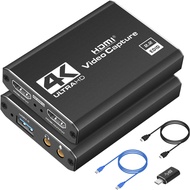 4K HDMI Capture Card for Streaming, Full HD 1080P 60FPS USB Cam Link Game Audio Video Capture Card N