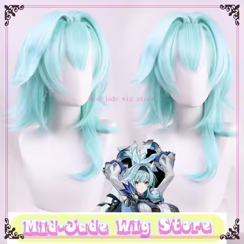 Mid-jade wig store Genshin Impact Eula Cosplay Wig Anime Game Cosplay Headwear Props Synthetic Hair 