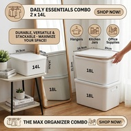 READY STOCK❤️Japanese Style Storage Box 14L/18L Home Organizer With Lid Office Kitchen Bathroom Stor