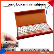 [AM] Portable Mahjong Board Miniature Mahjong Tiles Portable Mini Mahjong Game Set Classic Chinese Mahjong for Travel Parties Lightweight Compact Mahjong Set for Home