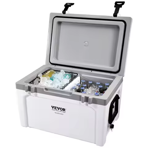 SucceBuy 25/33/45/52QT Portable Hard Cooler Fully Insulated Ice Chest Cooling Box Goods Basket for B
