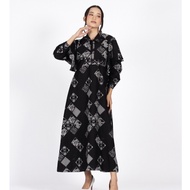 BATIK TRUSMI Dress Batik Wanita Gamis Batik Mega Mendung Kombinasi