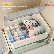 Organizer Gaya Jepun 3-in-1 - Pemisah Pakaian Dalam Tahan Kulat, Sistem Penyusunan Almari, Penyelesa