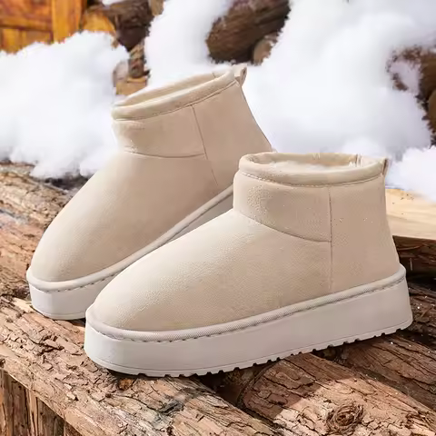 Non Slip Thick Bottom Suede Snow Boots Women 2025 Winter Warm Long Plush Ankle Boots Woman's Comfort