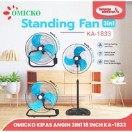 OMICKO KA-1833 STANDING FAN FLOOR/ TABLE/ TORNADO IRON WALL/ 3IN1 STAND WALL/ 18 INCH DESK FAN