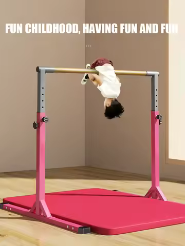 Folding Kids Gymnastics Bar Adjustable Height Home Training Horizontal Bar