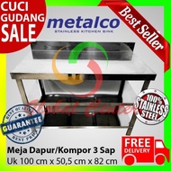Metalco MULTIPURPOSE 3 SHELF STAINLESS STEEL KITCHEN / STOVE TABLE