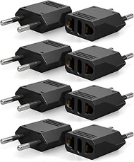 Unidapt Black European Plug Adapters, US to Europe Travel Power Adapter Plugs, 8-Pack, Type C, For A