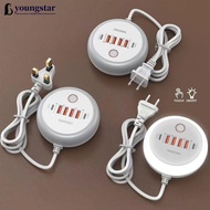 YOUNGSTAR PD 50W Charger USB Type C 6 Ports QC3.0 Mobile Phone Wall Adapter With Touch LED Light Tra