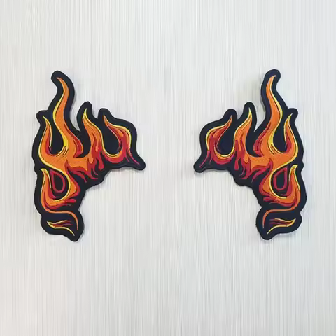 Biker flame embroidered patches 2PCs 5.9" clothing sticker punk applique custom DIY motorcyle clothi