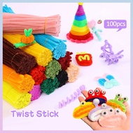 100Pcs Kid Twist Stick Colourful Chenille Stems Dawai Jong Dawai Bulu Pipe Cleaner Kawat Bulu 扭扭棒