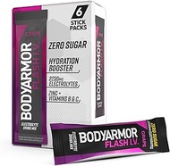 BODYARMOR Flash IV Electrolyte Packets, Grape - Zero Sugar Drink Mix, Single Serve Packs, Coconut Wa