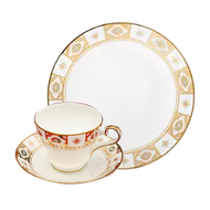 英國Aynsley 貝爾蒙特 組合優惠 骨瓷真金浮雕杯盤組+餐盤