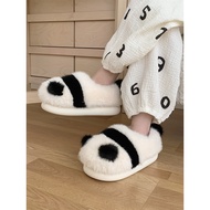 slippers for women men slippers bedroom slippers Thin Striped Panda Heel Cute Warm Cotton Slippers