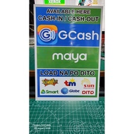 GCASH/MAYA CASH IN CASH OUT A4 SINTRA BOARD SIGNAGE