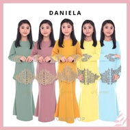 Daniela Baju Kurung Lace Plain Kebaya Budak 🔥 XS - 2XL Baby Blue Gold Dusty Pink Dusty Green Light Khakis Soft Yellow