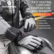 ROCKBROS Heating Gloves Touch Screen Winter Cycling Gloves Windproof Full Finger Constant Temperatured Ski Rechargeable Motorcycle