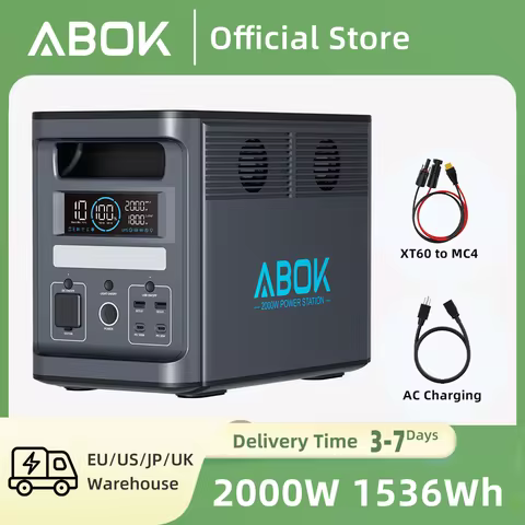[US PLUG]ABOK Ark2000 Portable Power Station 2000W 1536Wh Solar Generator for Road Trip Off-grid Pow