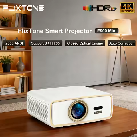 Everycom Flixtone E900 Mini Projetor Full HD 1080P 2K 4K 8K WiFi 3G+64G Home Theater Movie Projector