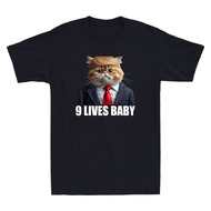 9 Lives Baby Funny Cat President Graphic Humor Quote Men's Short Sleeve T-Shirt
